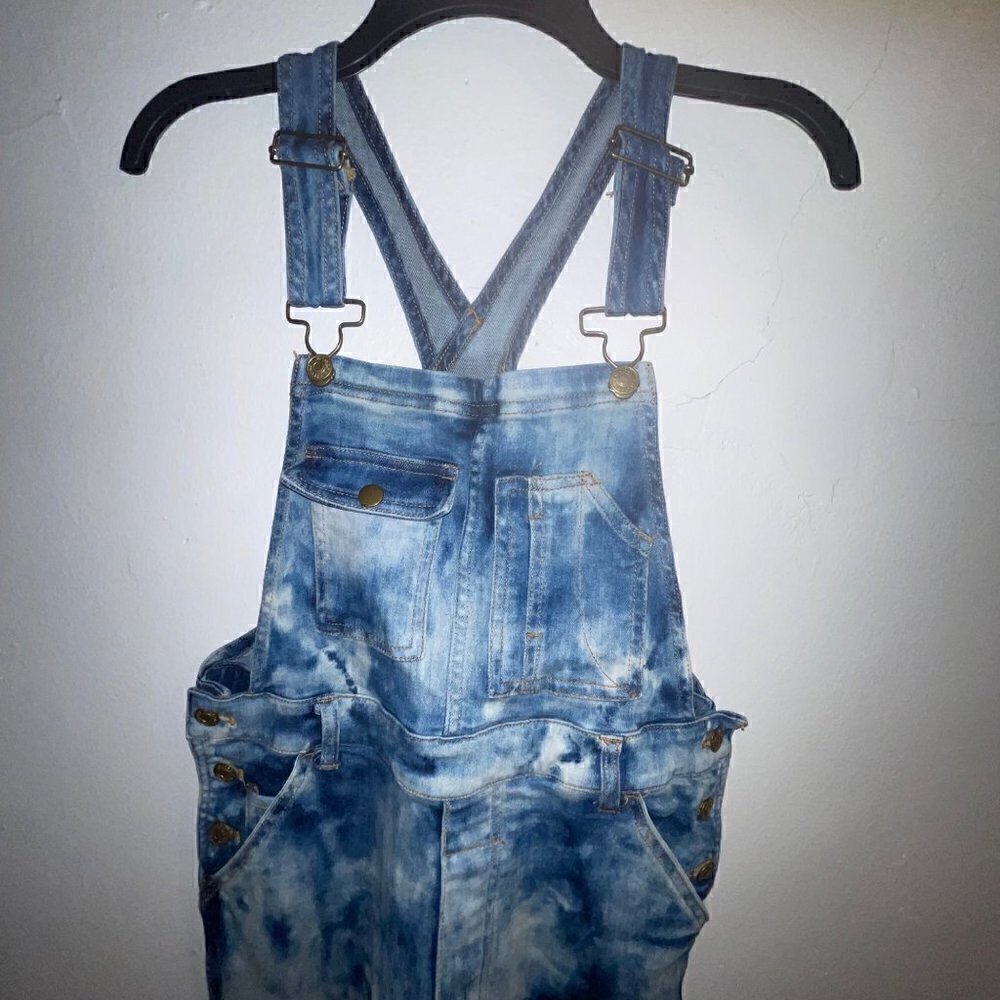 Anthropologie Pilcro Acid Wash Overalls Denim Jeans Wide Leg Crop Carpenter 27P